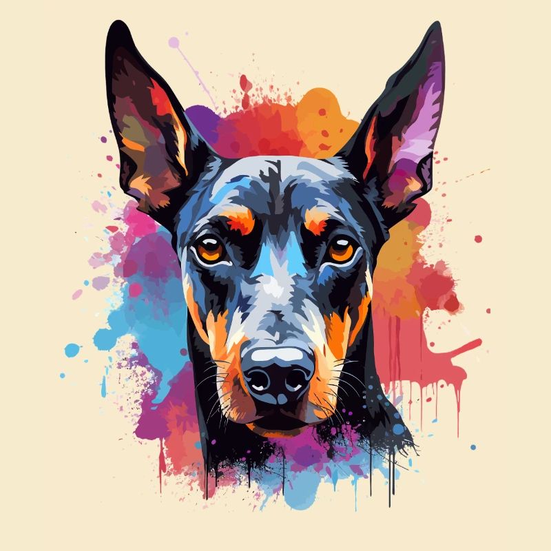 Portrait éclaboussé du Doberman vif