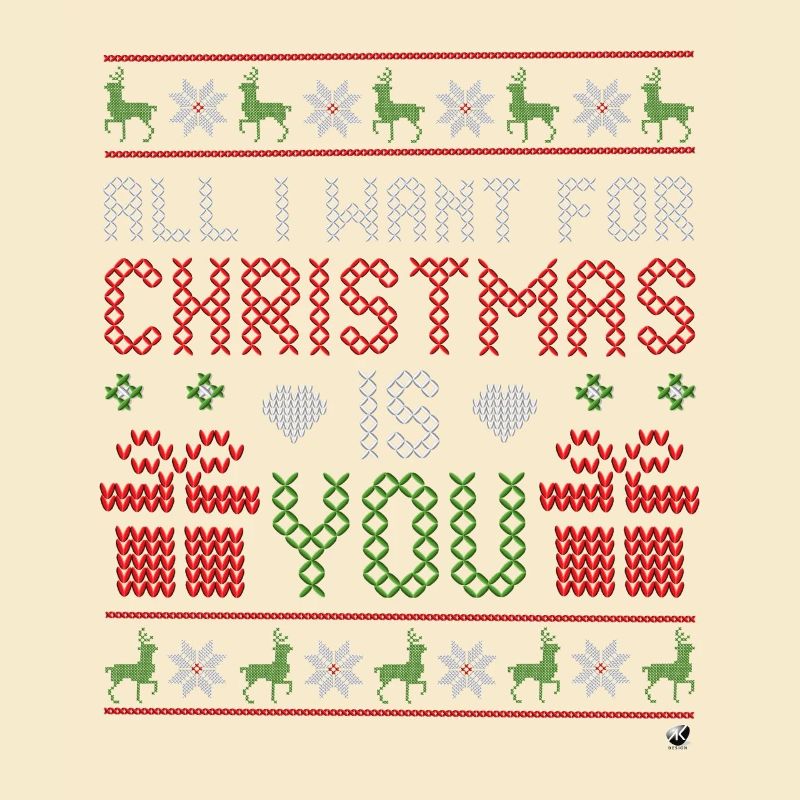 Weihnachtskreuzstich Abbildung mit Inschrift