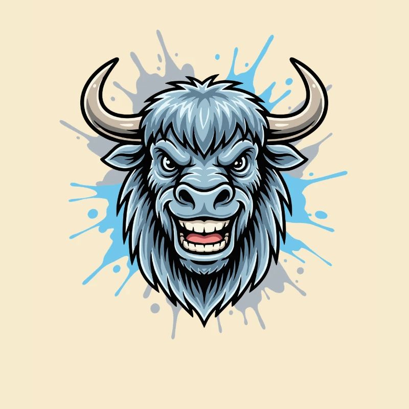 Blue Bison Head Splash