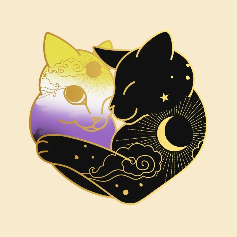Nonbinary Cat Celestial Heart LGBT Pride Flag