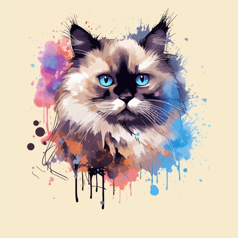 Splash Art Birman-Katzengesicht bunt