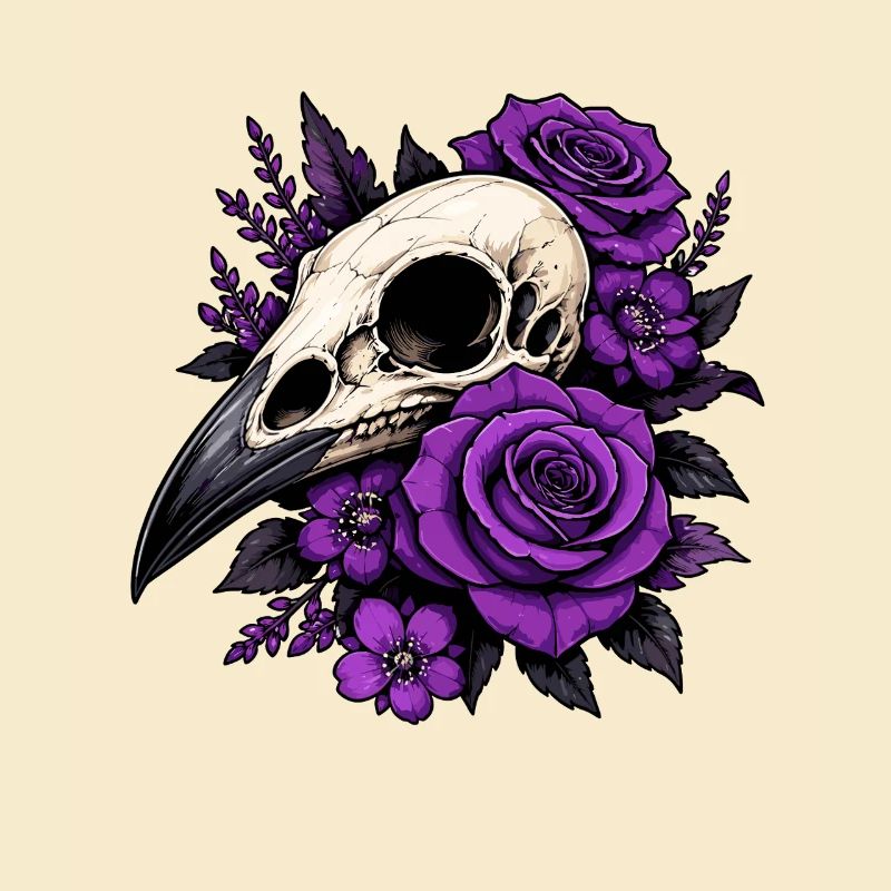 Violet Skull Roses Design