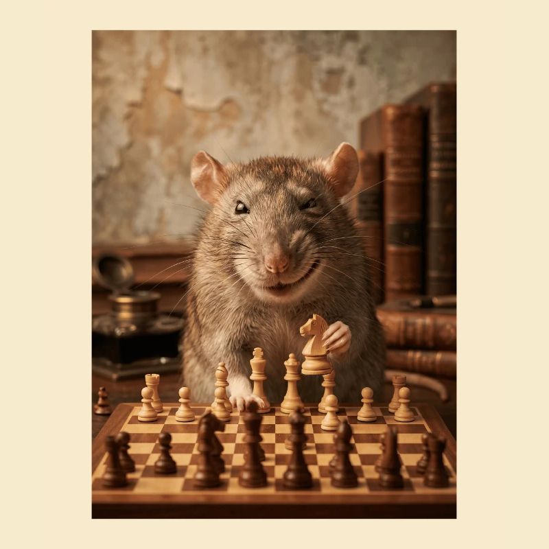 Rat playing chess