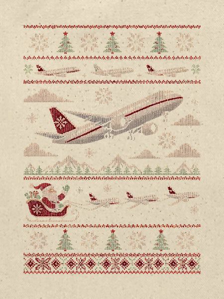 Weihnachtspullover mit Flugzeugmotiv
