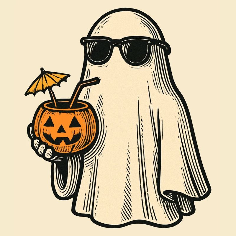 Cooles Halloweengespenst mit Cocktail