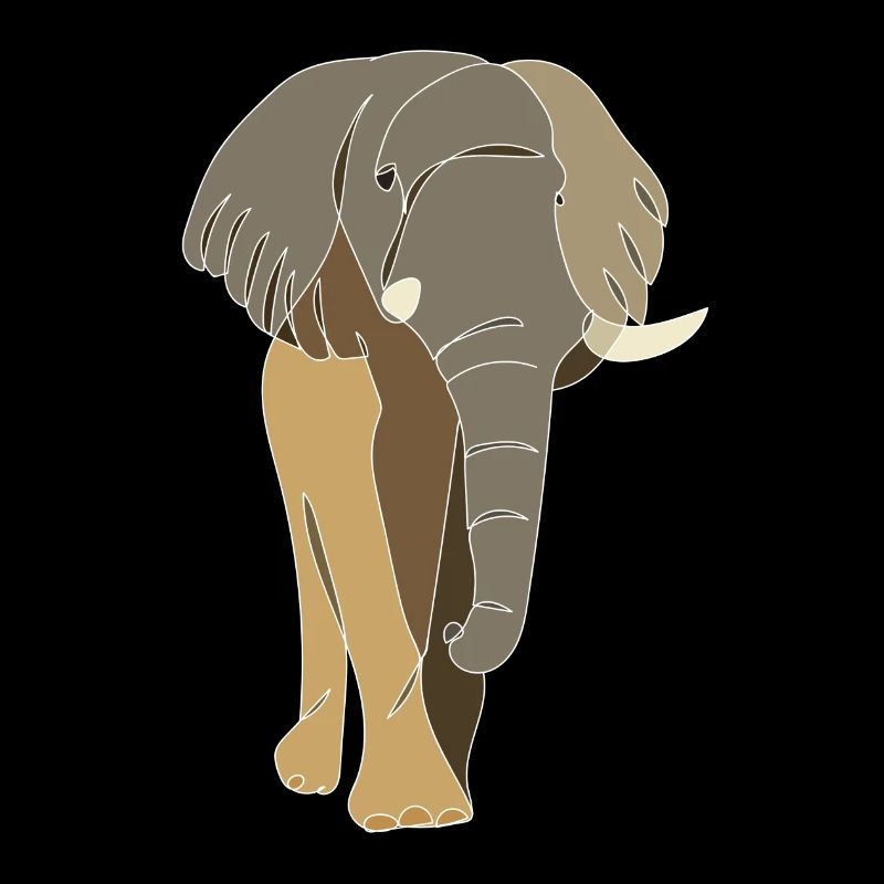 Lineart Elefant, coloriert