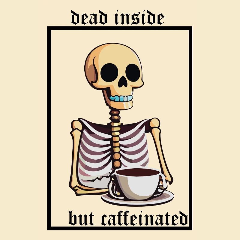 Squelette au café