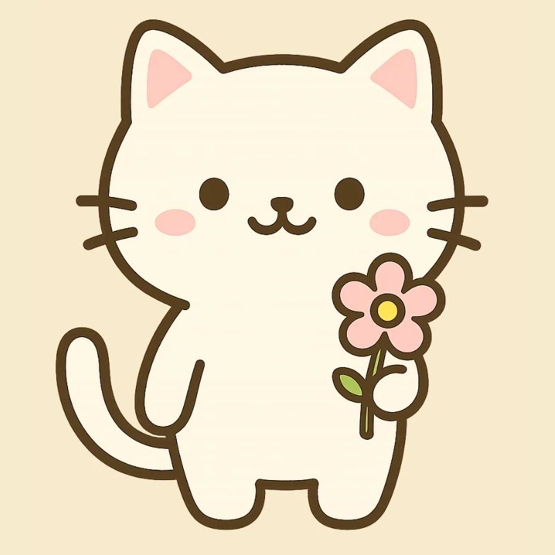 Chat mignon avec fleur