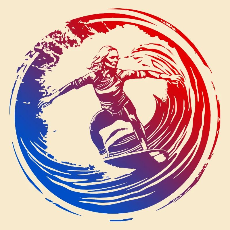 Silhouette de surfeur coloré
