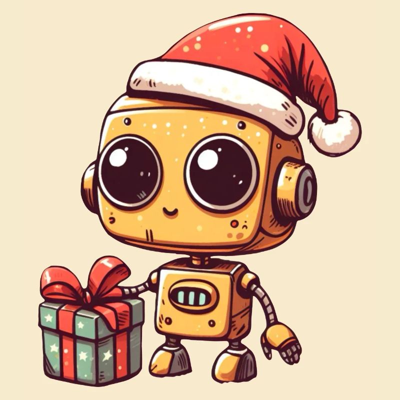 Robot de Noël mignon avec cadeau