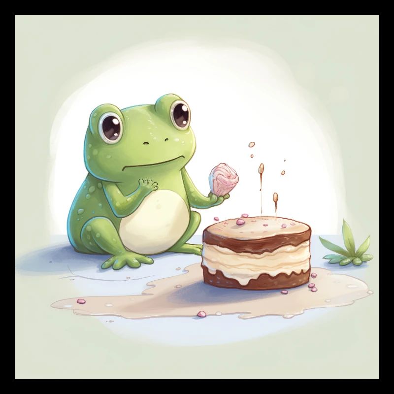 frog eats cake
