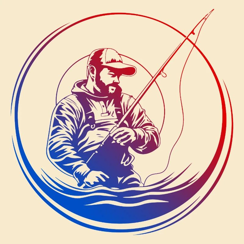 Silhouette de pêche colorée