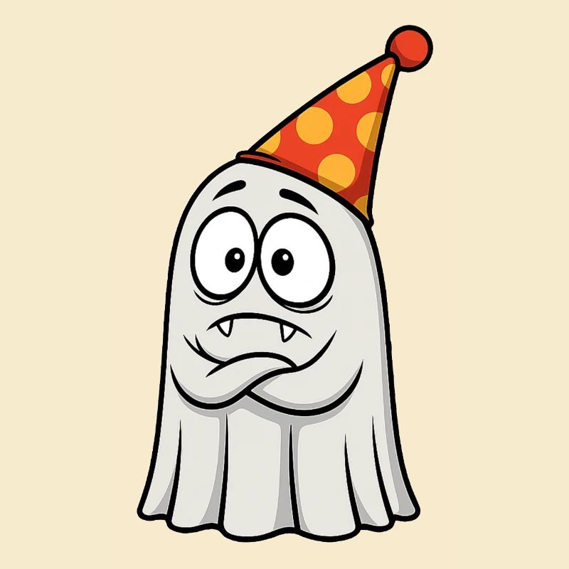 Grumpy Ghost with Party Hat