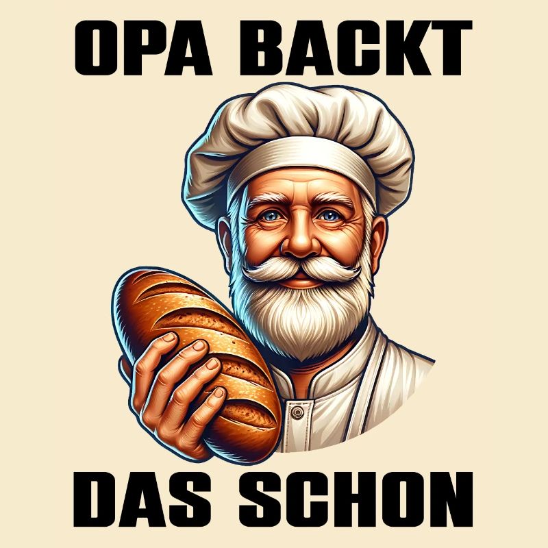 Grandpa is already baking it - baker with bread