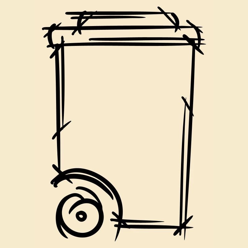 Garbage can drawing. Dustman. Garbage collection.