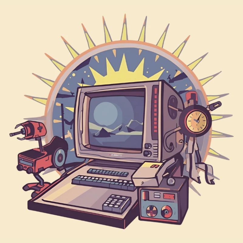 Futuristic computer with retro elements
