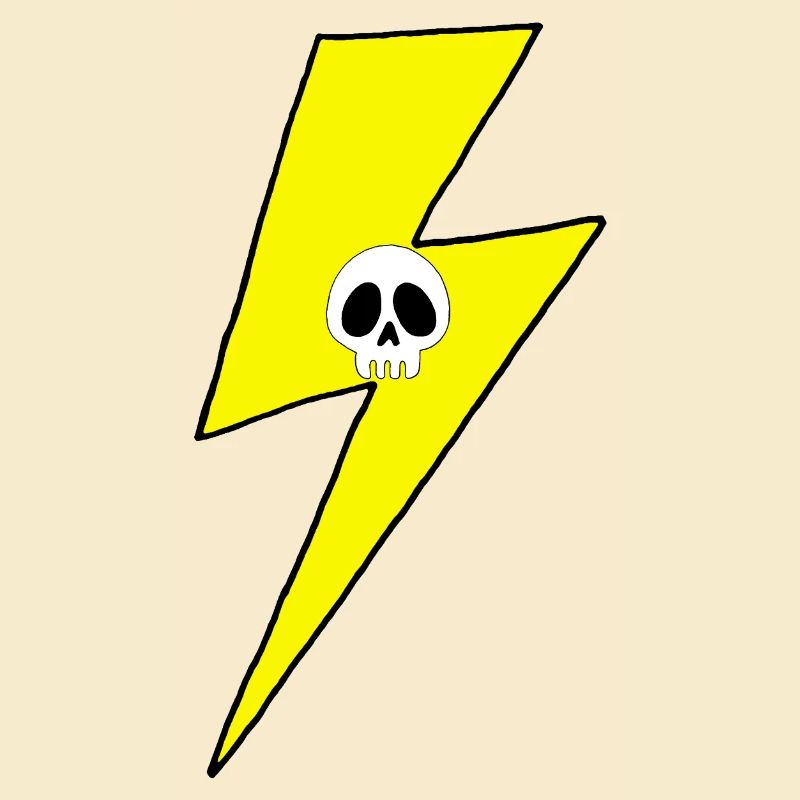 Yellow lightning bolt with white skull