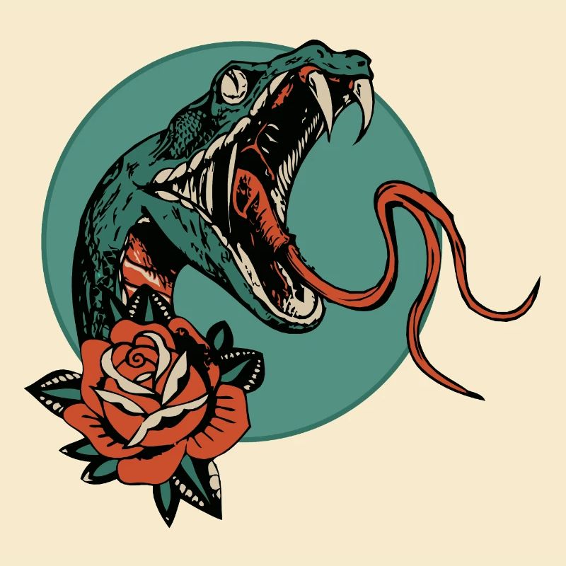 serpent rose fleur vipere cobra langue 403 A