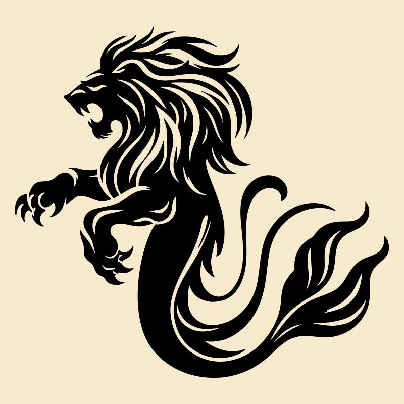 Merlion Lion Mermaid Mystical Creature Vector