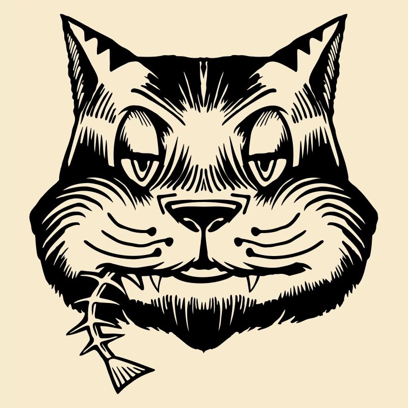 Cat Eats Fish (Cat Face, Funny Pictures)