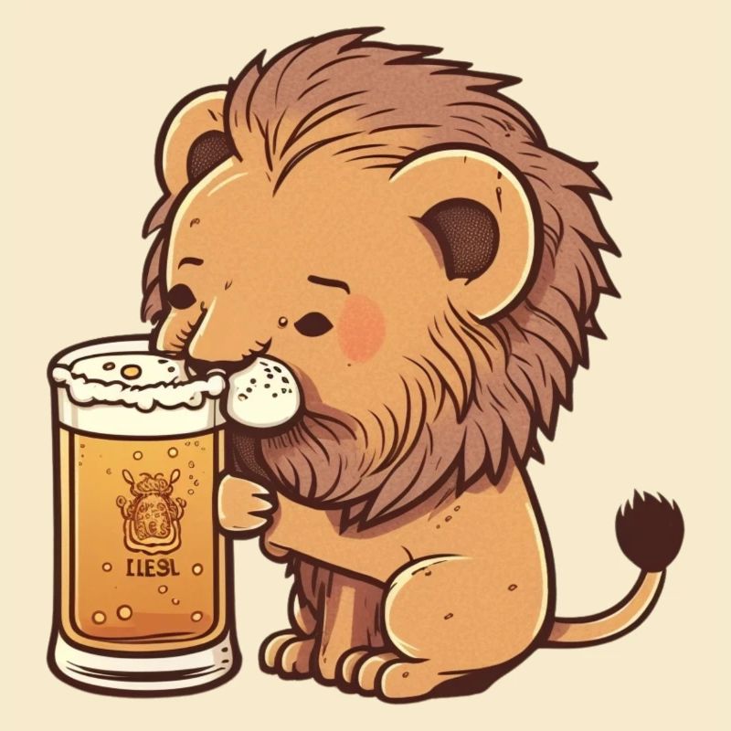 Süßer Kleiner Löwe mit Bier