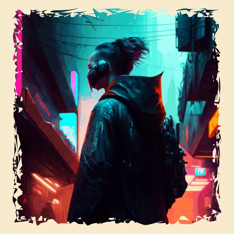 Sci-Fi Warrior in the Dark Cyber Future