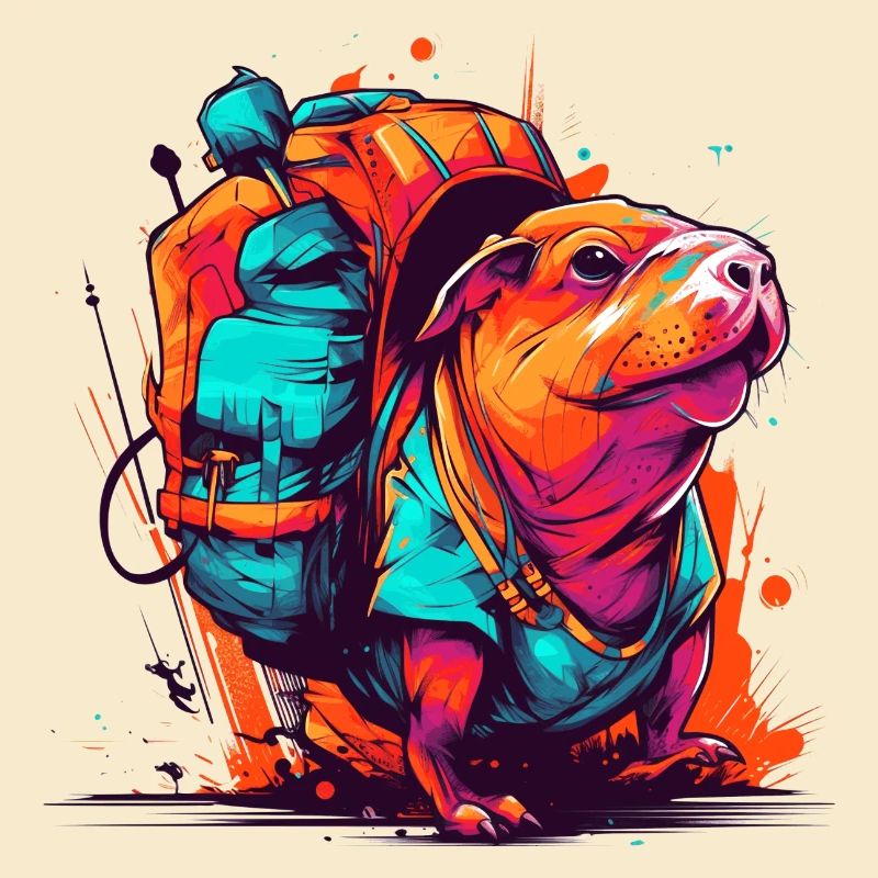 Mole rat fully on the move with backpack