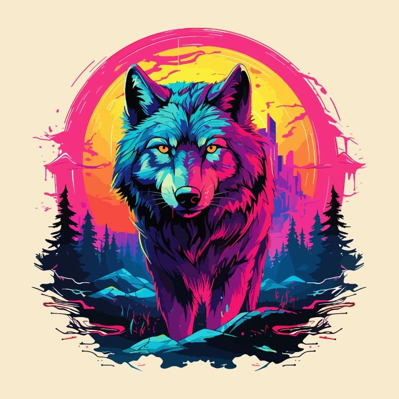 Wolf Wolf Head Wolves Wolf Pack Nature Neon Colorful