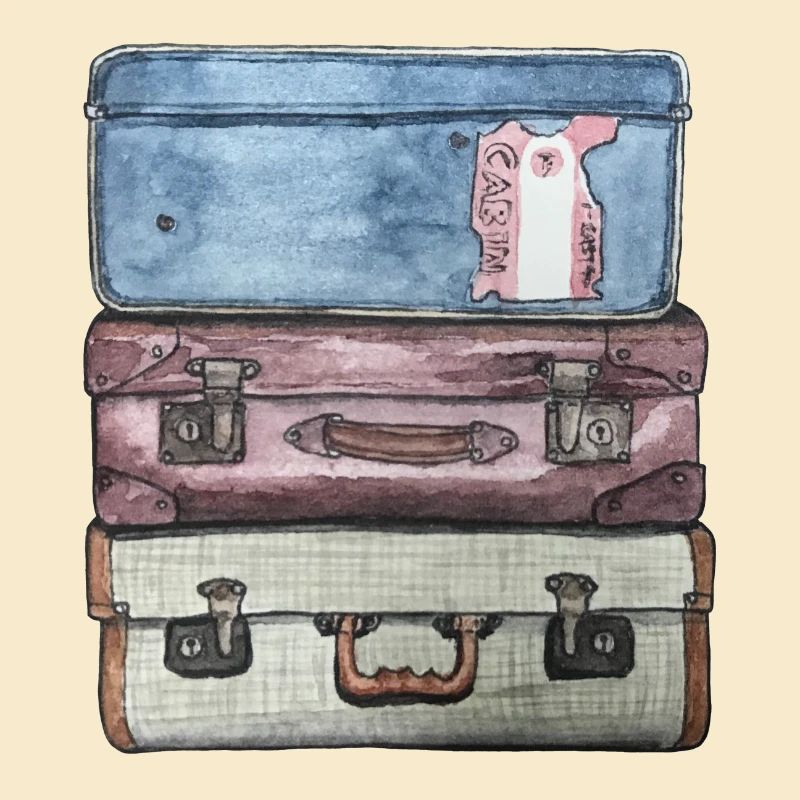 Suitcase stack with 3 old suitcases