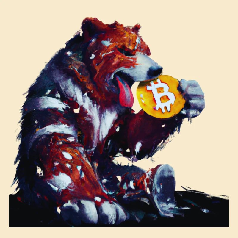 Capitalist bear eats Bitcoin cryptocurrency