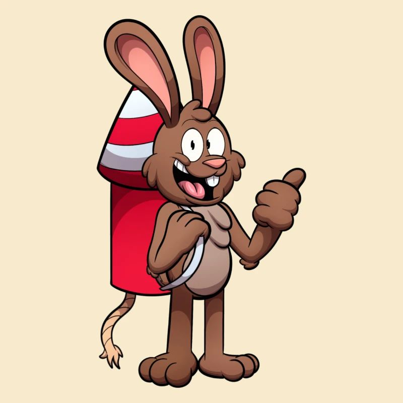 Lapin avec jetpack pyrotechnique