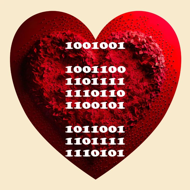 Déclaration d’amour cryptée en code binaire
