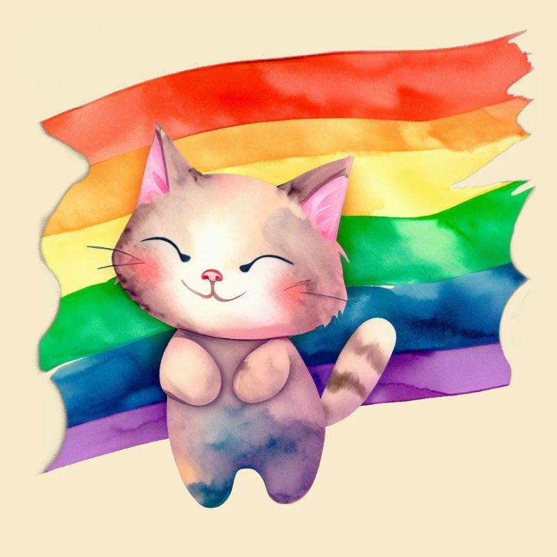 Chat avec drapeau lgbt