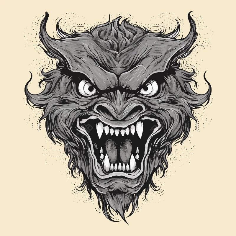 Wild werewolf with nasty teeth, sharp teeth