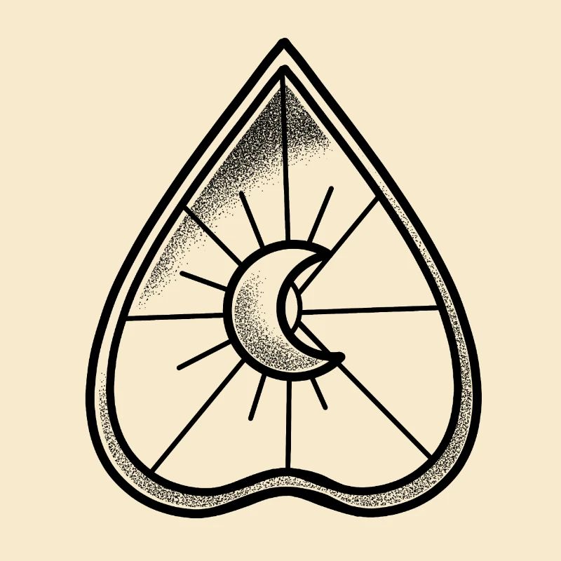 Witchcore Ouija board pointer with crescent moon