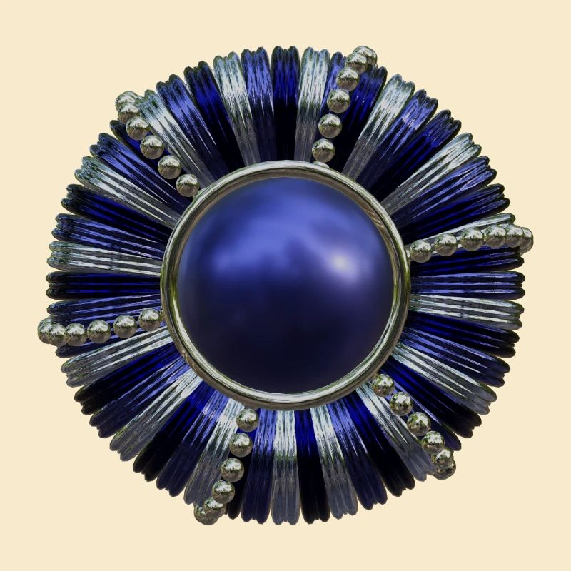 Button blue with pearls