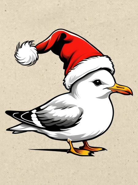 Weihnachts-Möwe mit Mütze