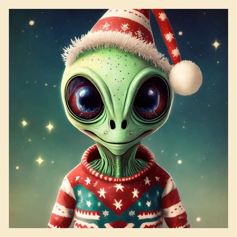 Alien trägt einen hässlichen Weihnachtspullover