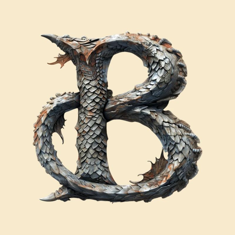 Buchstabe "B" im Drachendesign.