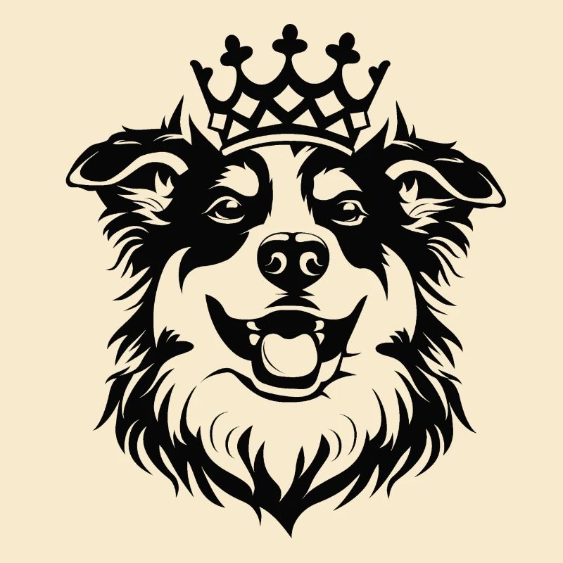 Fröhlicher Hund mit Krone