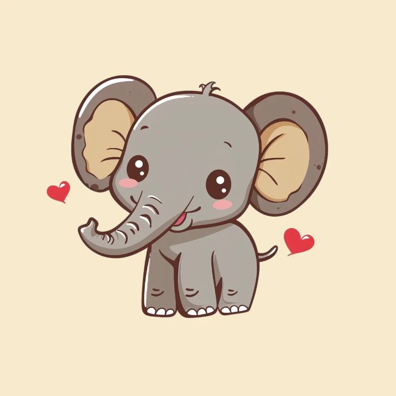 Cute elephant with hearts