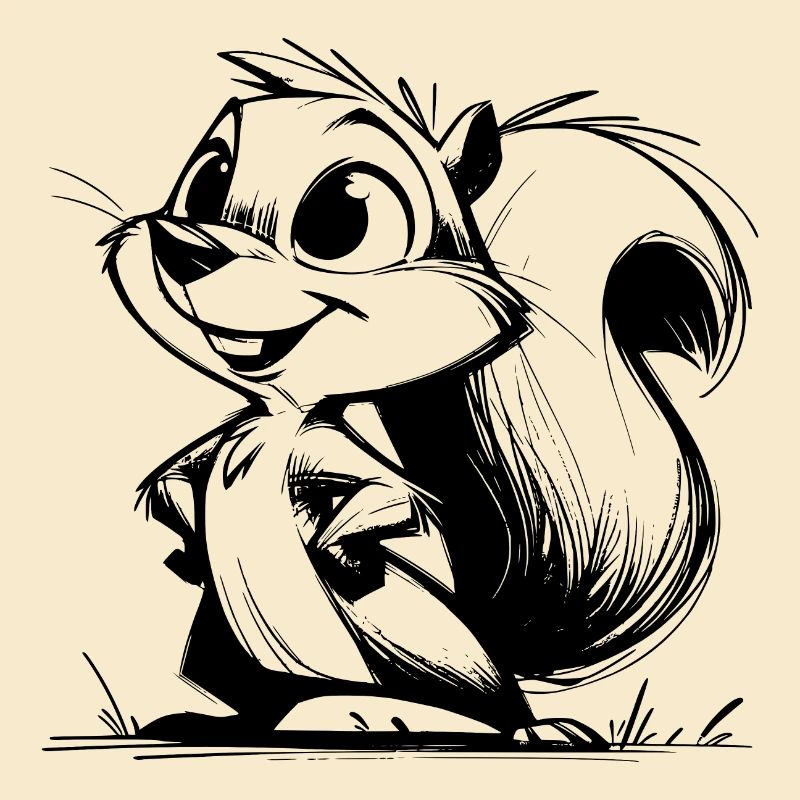 Putziges Eichhörnchen Bleistift Zeichnung