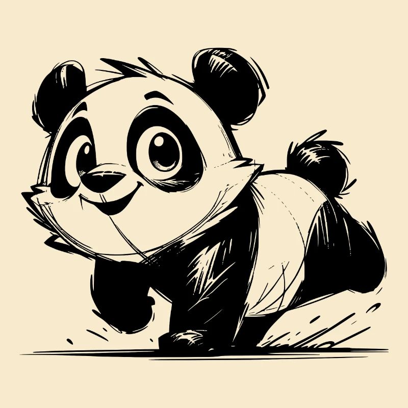 Petit panda mignon bébé dessin au crayon