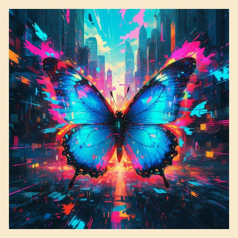 Neon Blue Morpho Butterfly