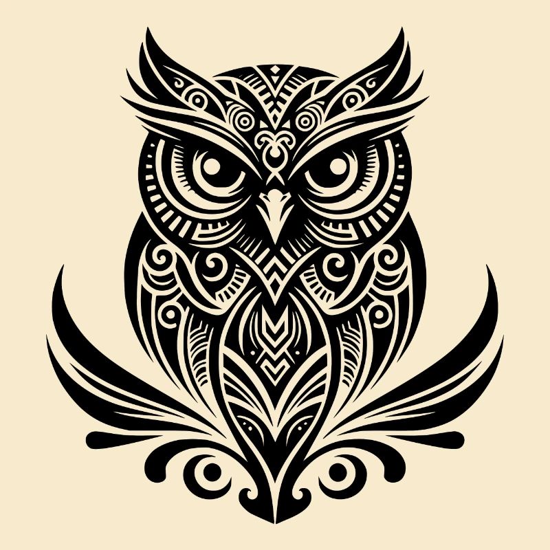 Schlaue Eule im Tattoo Tinte Style