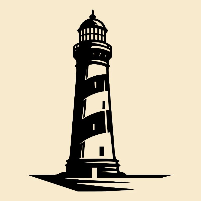 Striped lighthouse on the coast