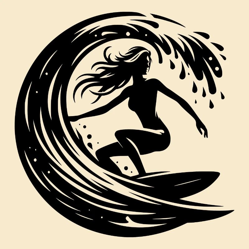 Surfeur élégant avec planche de surf dans un tunnel de vagues