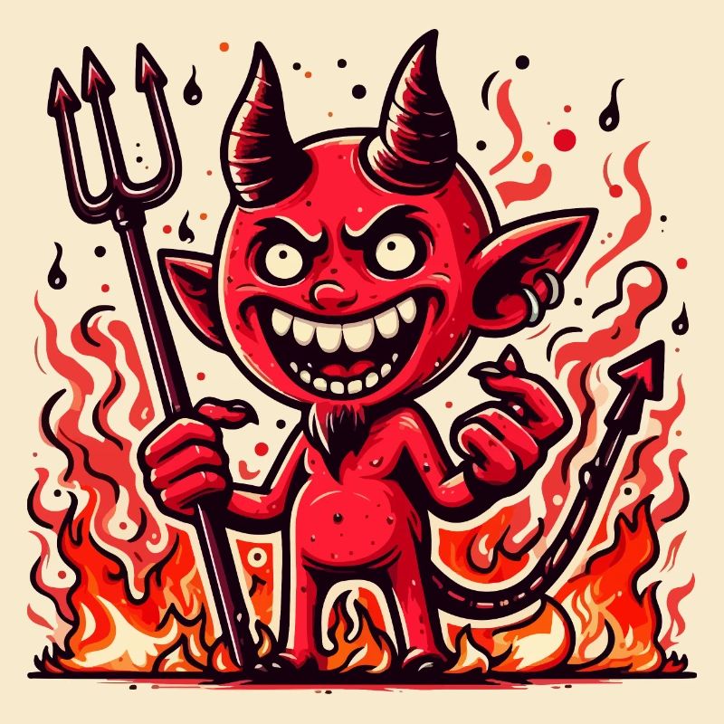 Cartoon Devil in Flames
