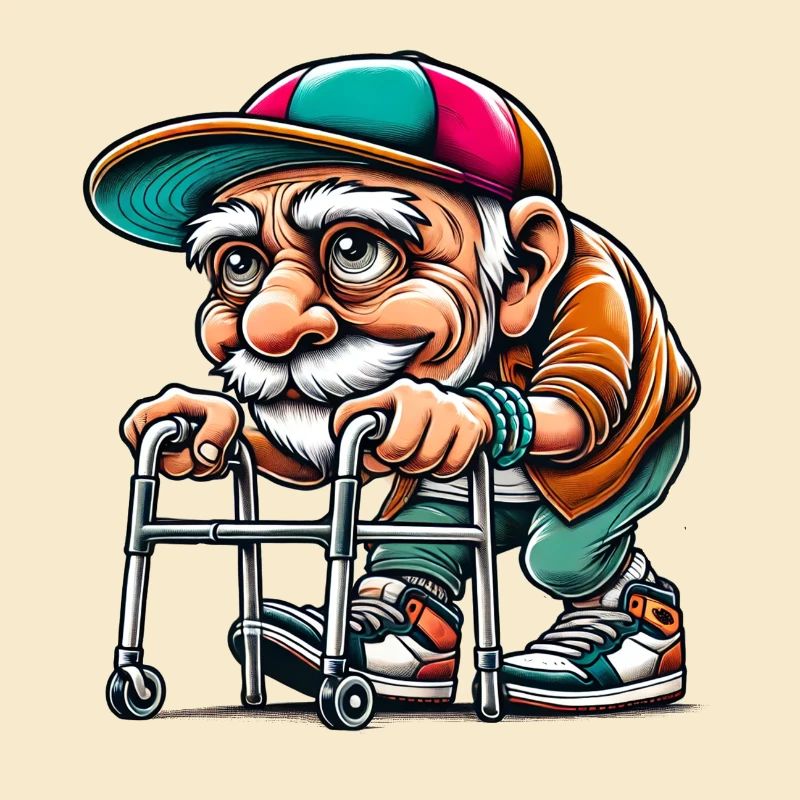 Senior mit Rollator Geburtstagsgeschenk Rentner