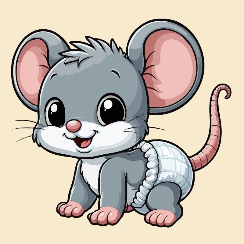 Bébé souris avec couche